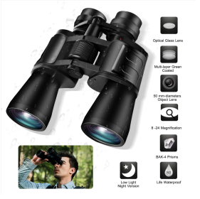 Portable Zoom Binoculars with FMC Lens Low Light Night Vision for Bird Watching Hunting Sports