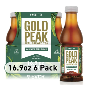 Gold Peak Real Brewed Tea Cane Sugar Sweet, Bottled Tea Drink, 16.9 fl oz, 6 Bottles