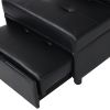 Contemporary Faux Leather Folding Ottoman Sofa Bed  black