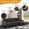 86'' Cashmere L Shape Convertible Sectional Sofa, Modern Sofa Couch for Living Room,3-Seat Comfy Sofa