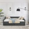 Queen Size Daybed with Drawers Upholstered Tufted Sofa Bed,,with Button on Back and Copper Nail on Waved Shape Arms, Grey (84.5"x63.5"x26.5")