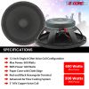 5 Core 12 Inch Subwoofer Speaker 600W Max 8 Ohm Full Range Replacement DJ Bass Sub Woofer - FR 12 185 AL