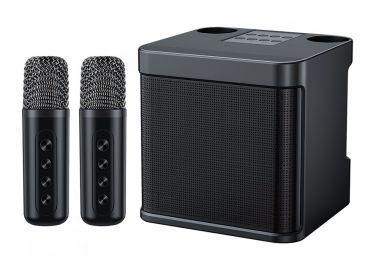 100W Peak High Power Portable Karaoke Bluetooth Speaker Wireless Microphone Suit Intelligent External Singing Equipment (Color: YS-203 black)