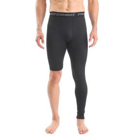 Men's Basketball Single Leg Tight Sports Pants 1/2 One Leg Compression Pants (Color: Black#1)