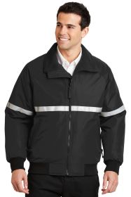 Port Authority Challenger Jacket with Reflective Taping J754R (Color: True Black/ True Black/ Reflective)